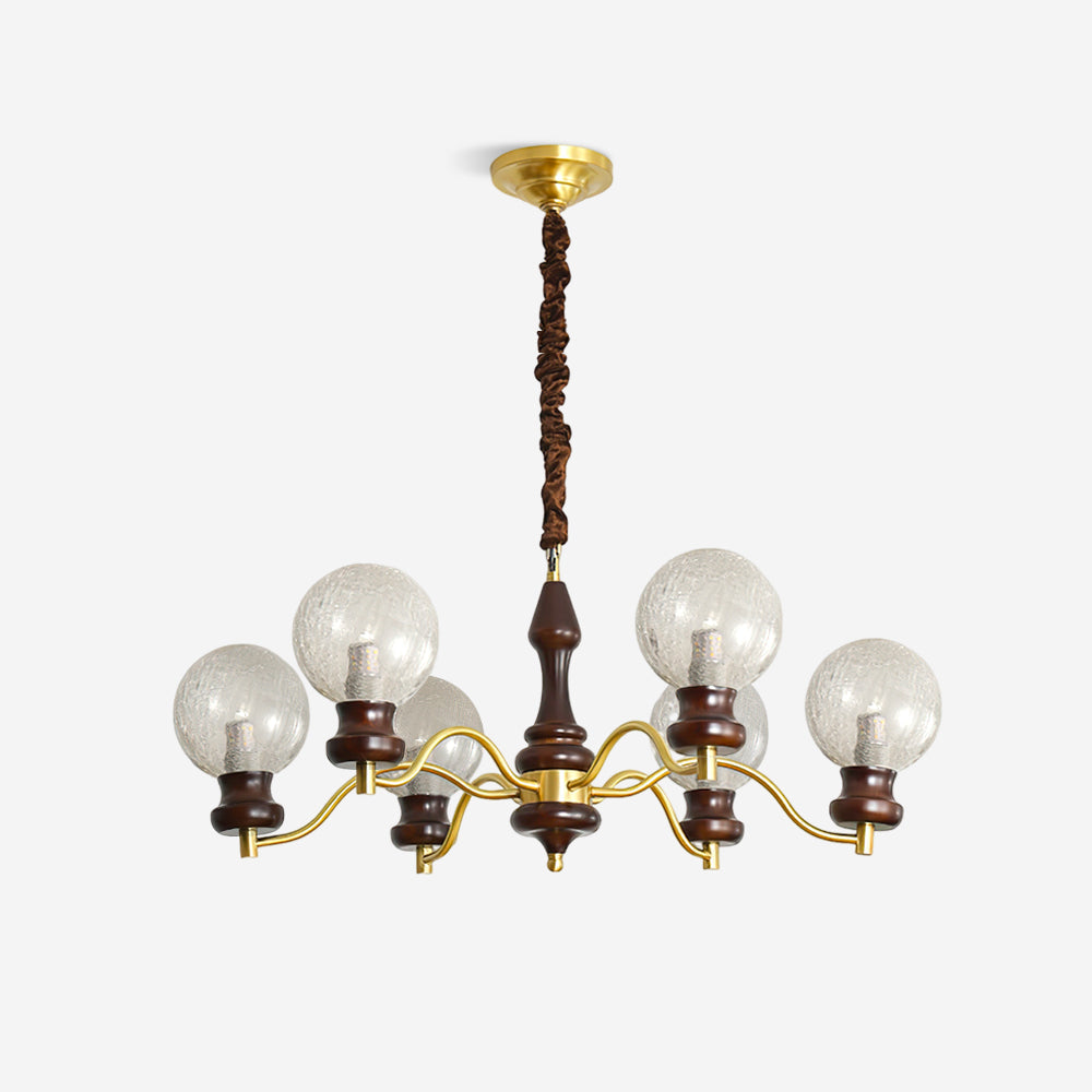 Minerva Lustre Verre Bois Vintage - Neutralighting