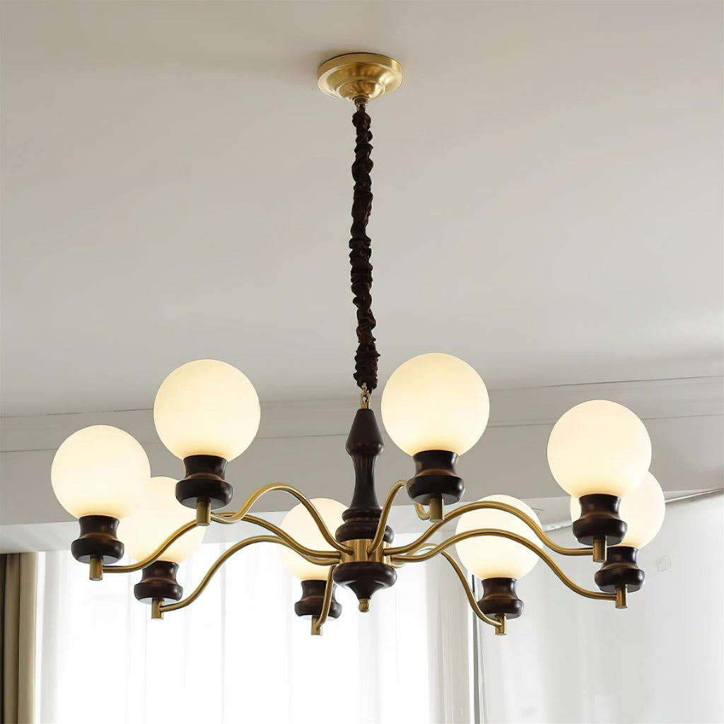 Minerva Lustre Verre Bois Vintage - Neutralighting