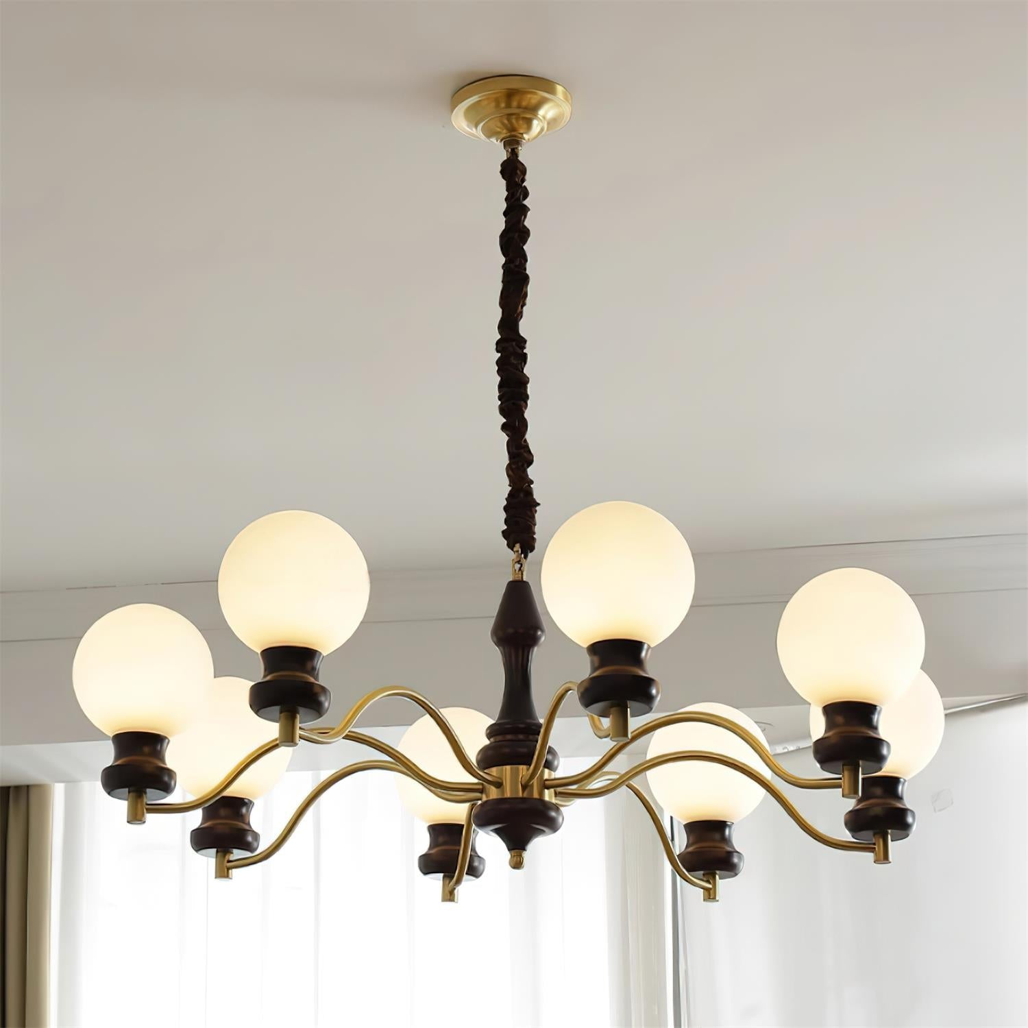 Minerva Lustre Verre Bois Vintage - Neutralighting