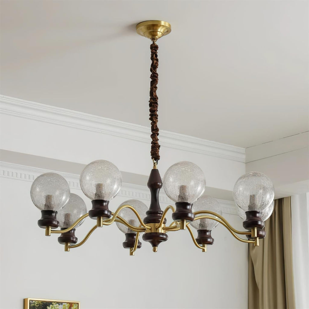 Minerva Lustre Verre Bois Vintage - Neutralighting