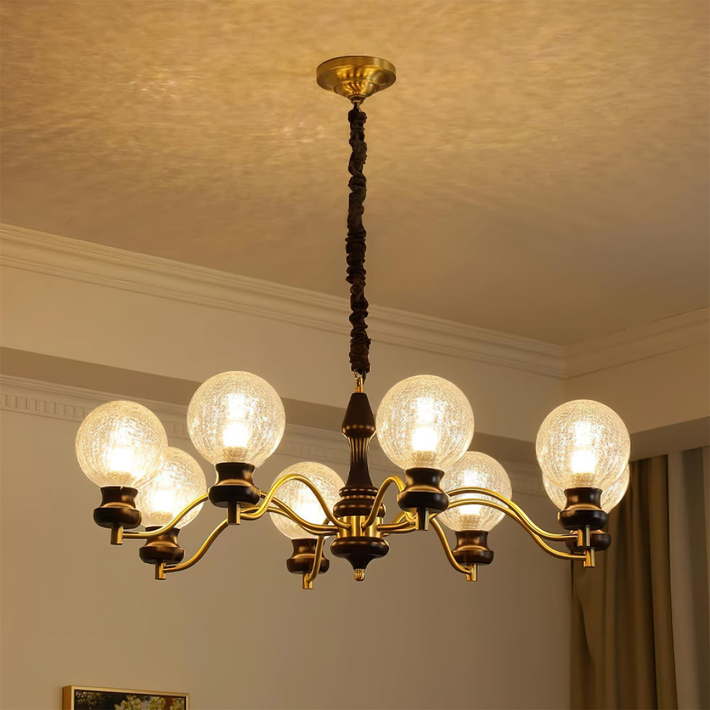 Minerva Lustre Verre Bois Vintage - Neutralighting