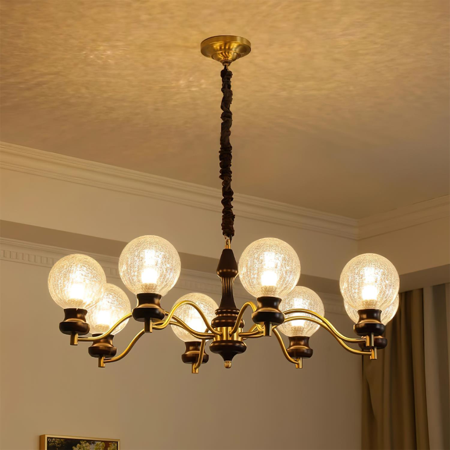 Minerva Lustre Verre Bois Vintage - Neutralighting