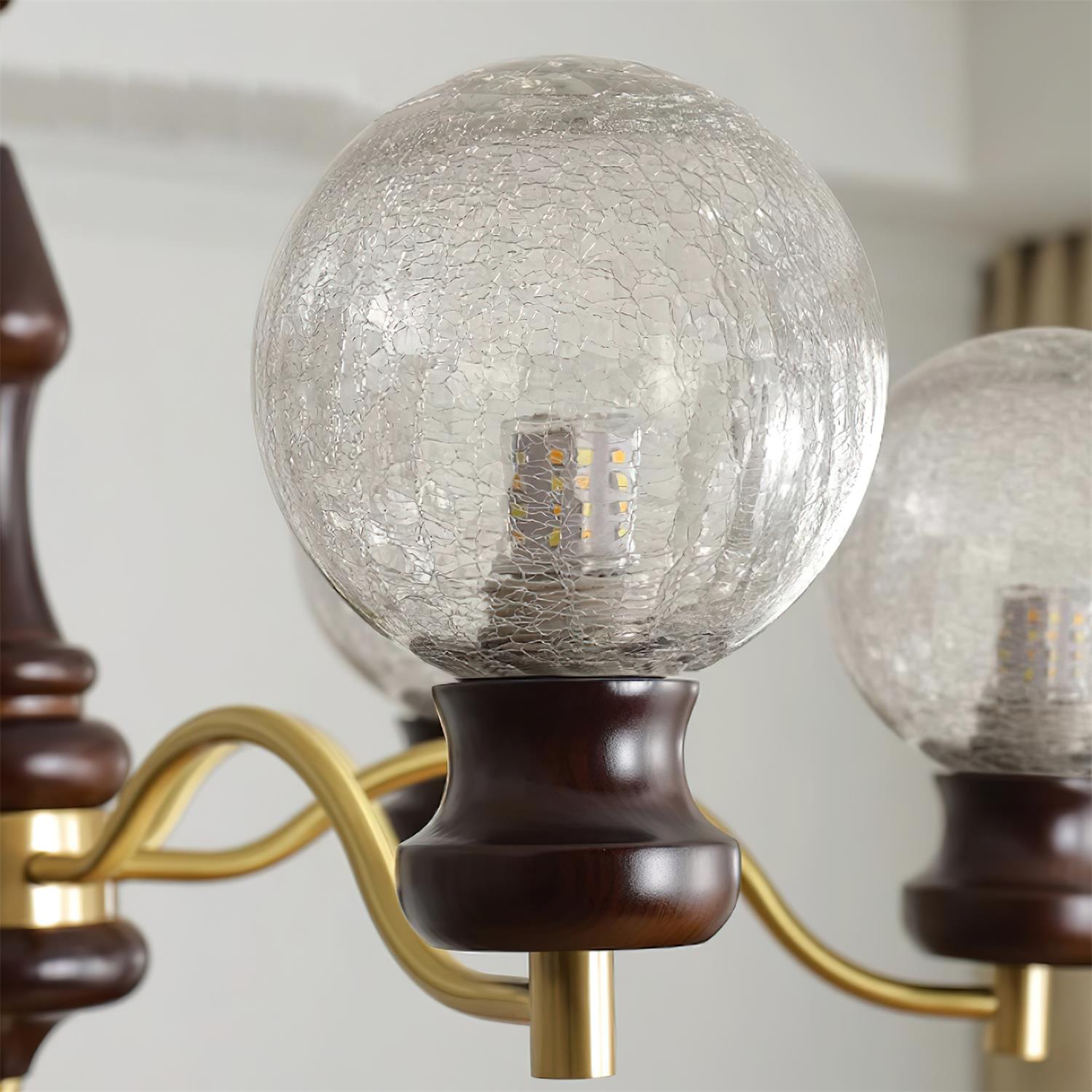 Minerva Lustre Verre Bois Vintage - Neutralighting