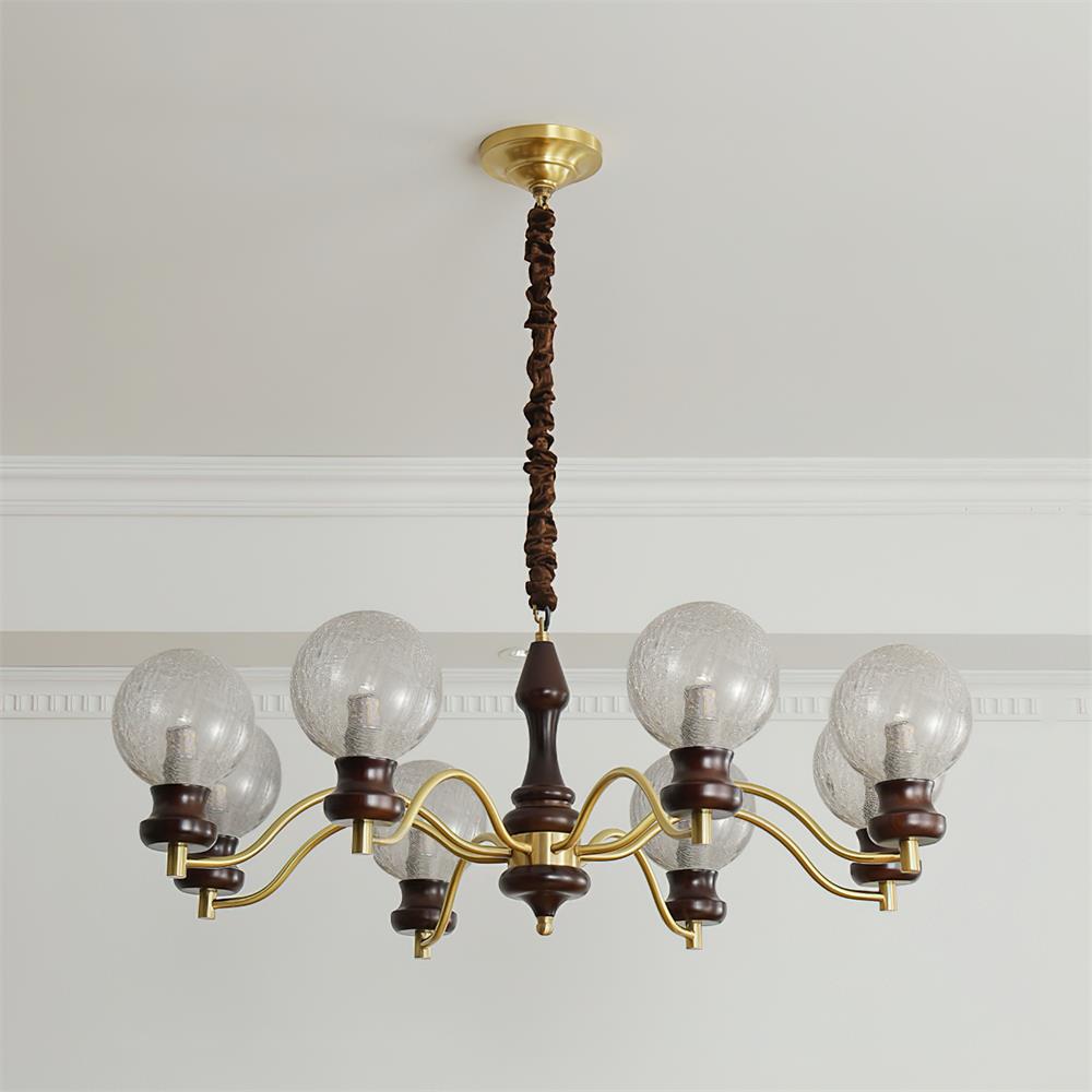 Minerva Lustre Verre Bois Vintage - Neutralighting