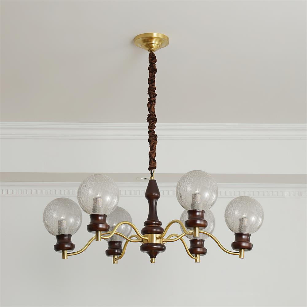 Minerva Lustre Verre Bois Vintage - Neutralighting