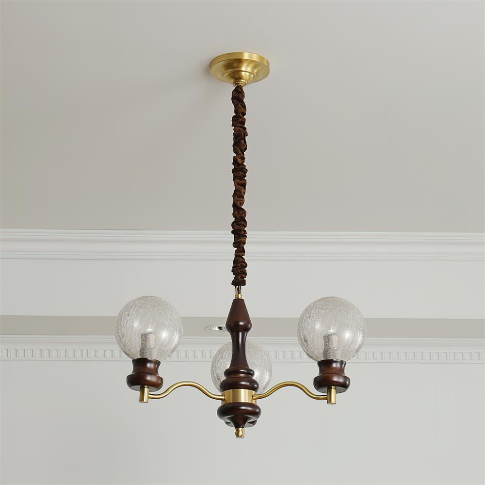 Minerva Lustre Verre Bois Vintage - Neutralighting