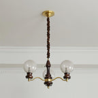 Minerva Lustre Verre Bois Vintage - Neutralighting