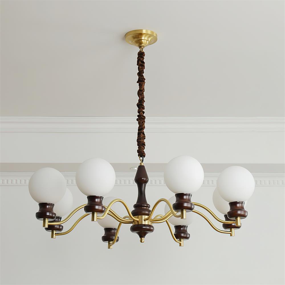 Minerva Lustre Verre Bois Vintage - Neutralighting