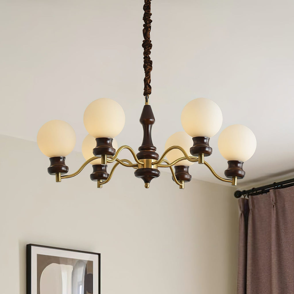 Minerva Lustre Verre Bois Vintage - Neutralighting