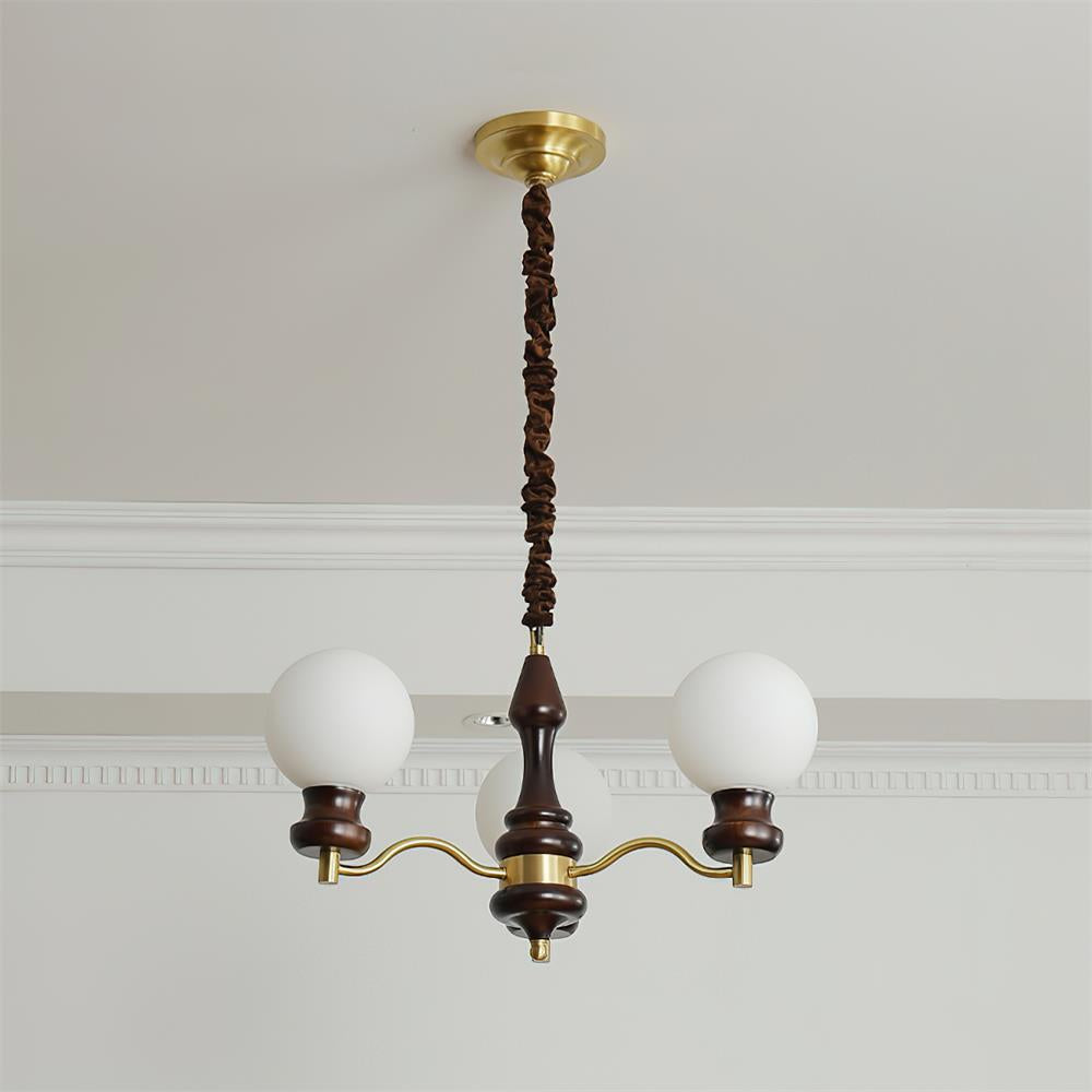 Minerva Lustre Verre Bois Vintage - Neutralighting