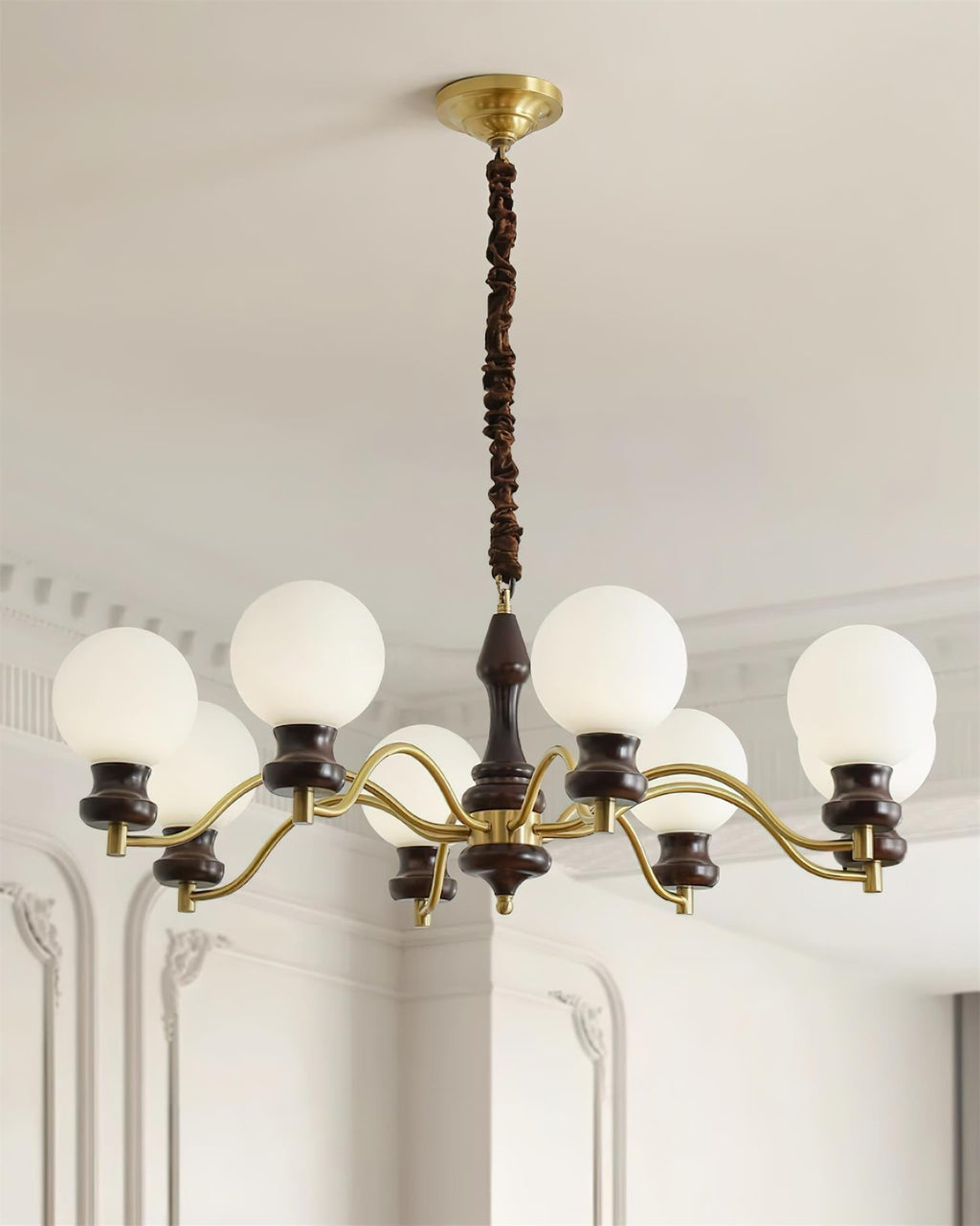 Minerva Lustre Verre Bois Vintage - Neutralighting