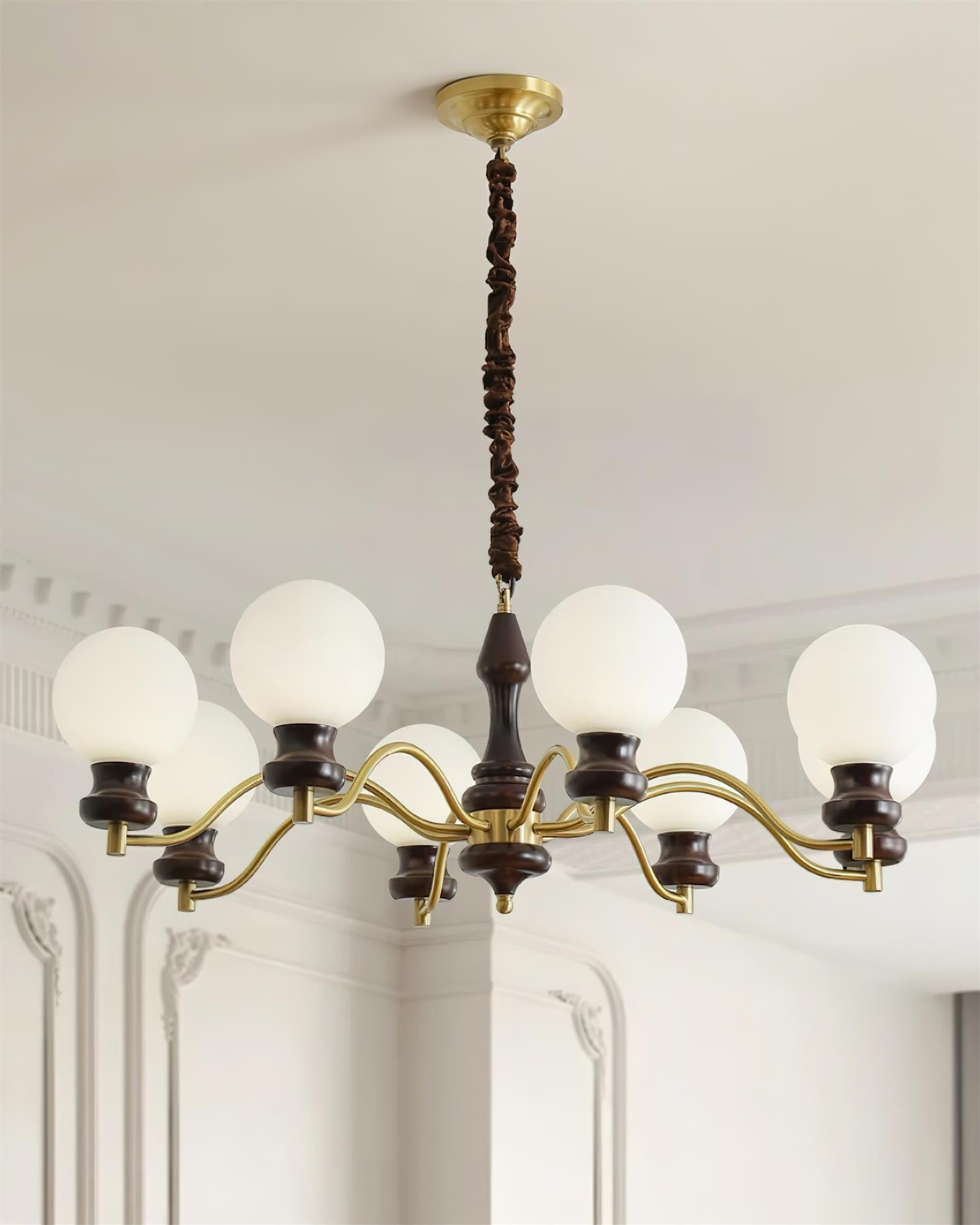 Minerva Lustre Verre Bois Vintage - Neutralighting