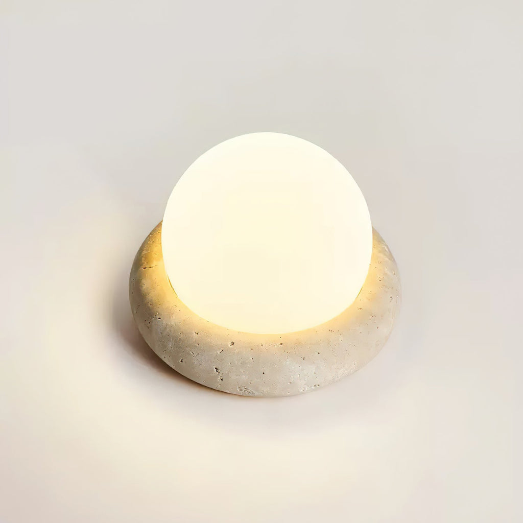 Riita Lampe de Table Mini Globe en Travertin Maga - Neutralighting