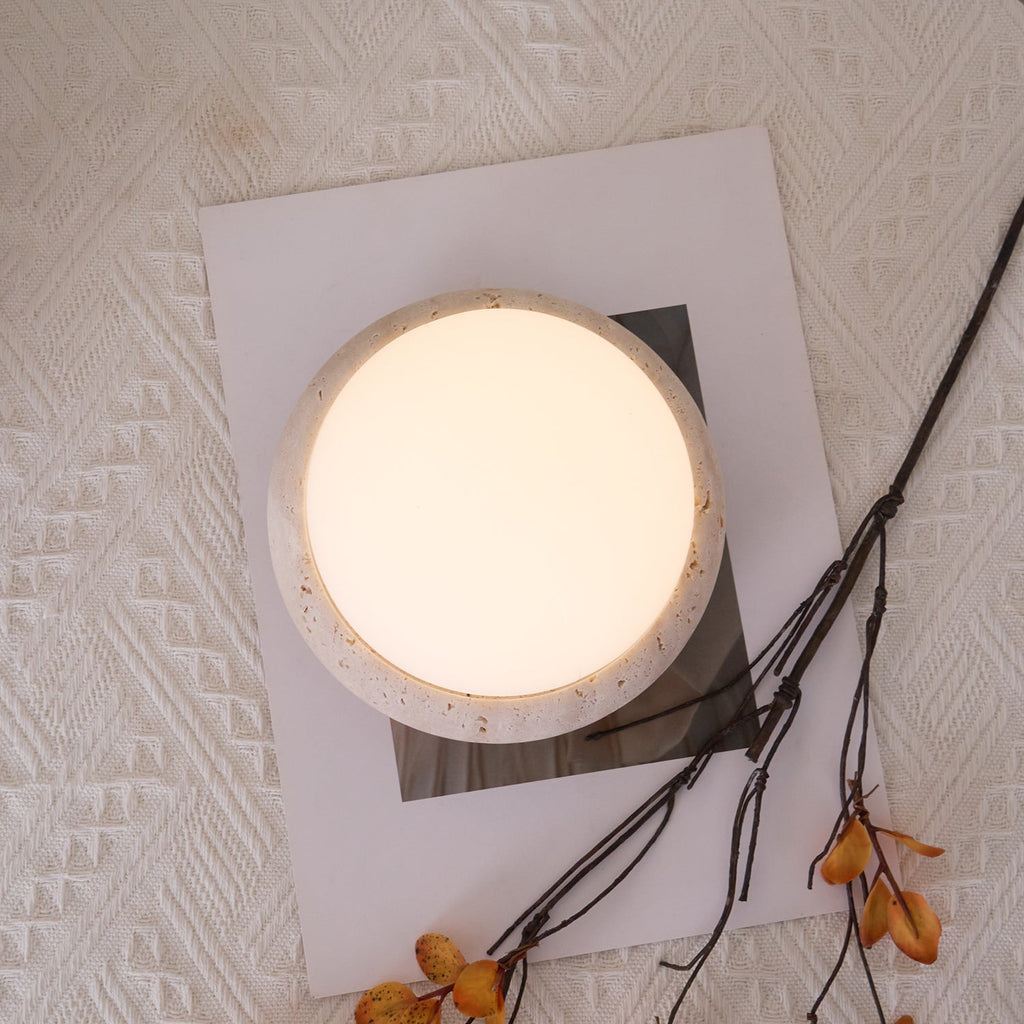 Riita Lampe de Table Mini Globe en Travertin Maga - Neutralighting