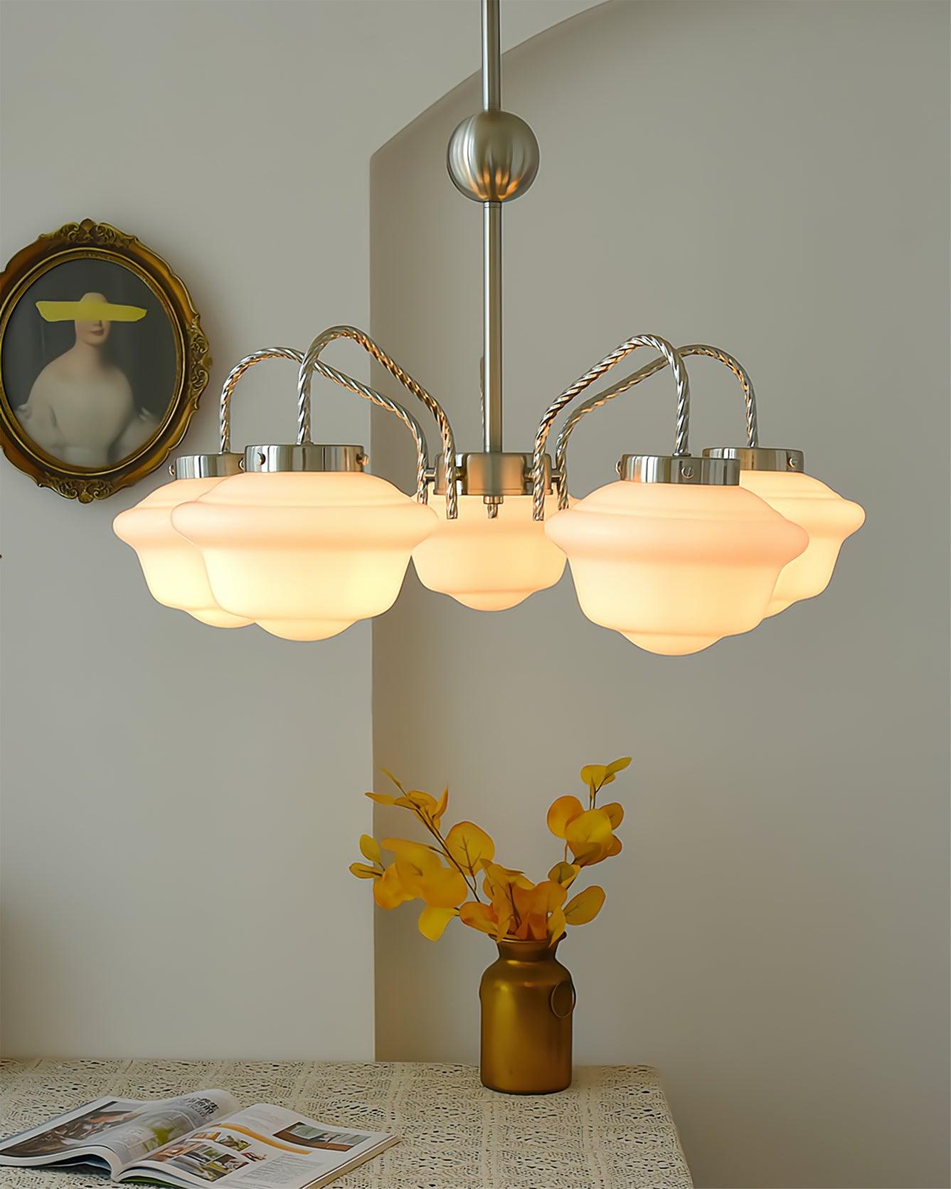 Curinel Chandelier Verre Chrome Vintage - Neutralighting