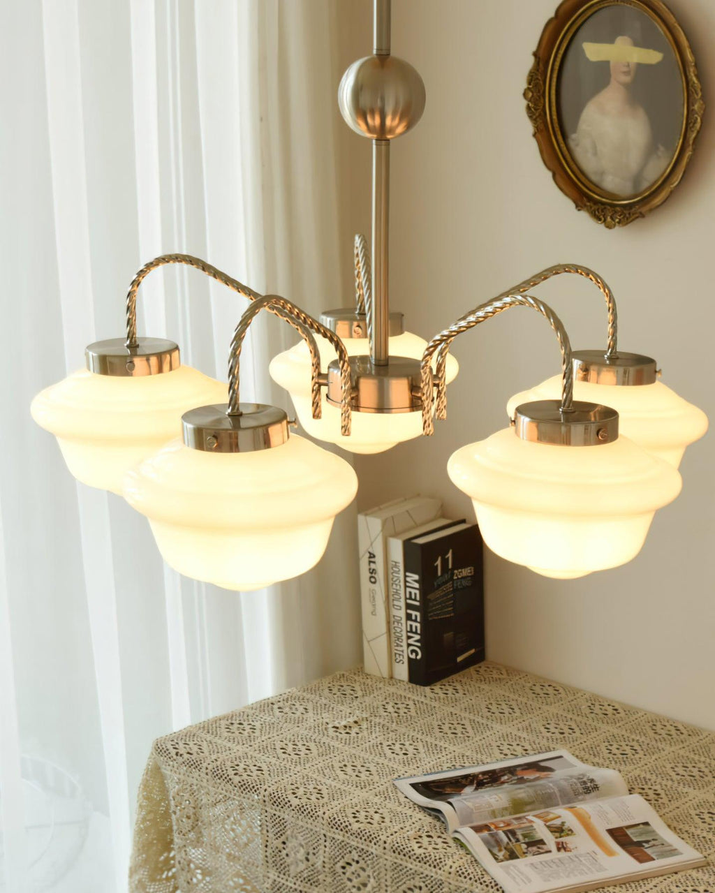 Curinel Chandelier Verre Chrome Vintage - Neutralighting