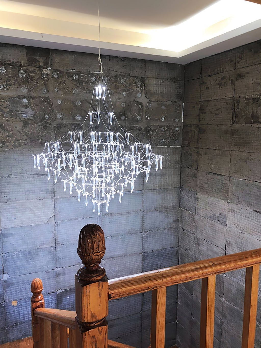 Lustra Chandelier en Acier Inoxydable et Cristal en Maille - Neutralighting
