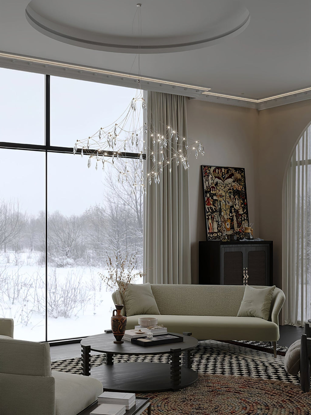 Lustra Chandelier en Acier Inoxydable et Cristal en Maille - Neutralighting