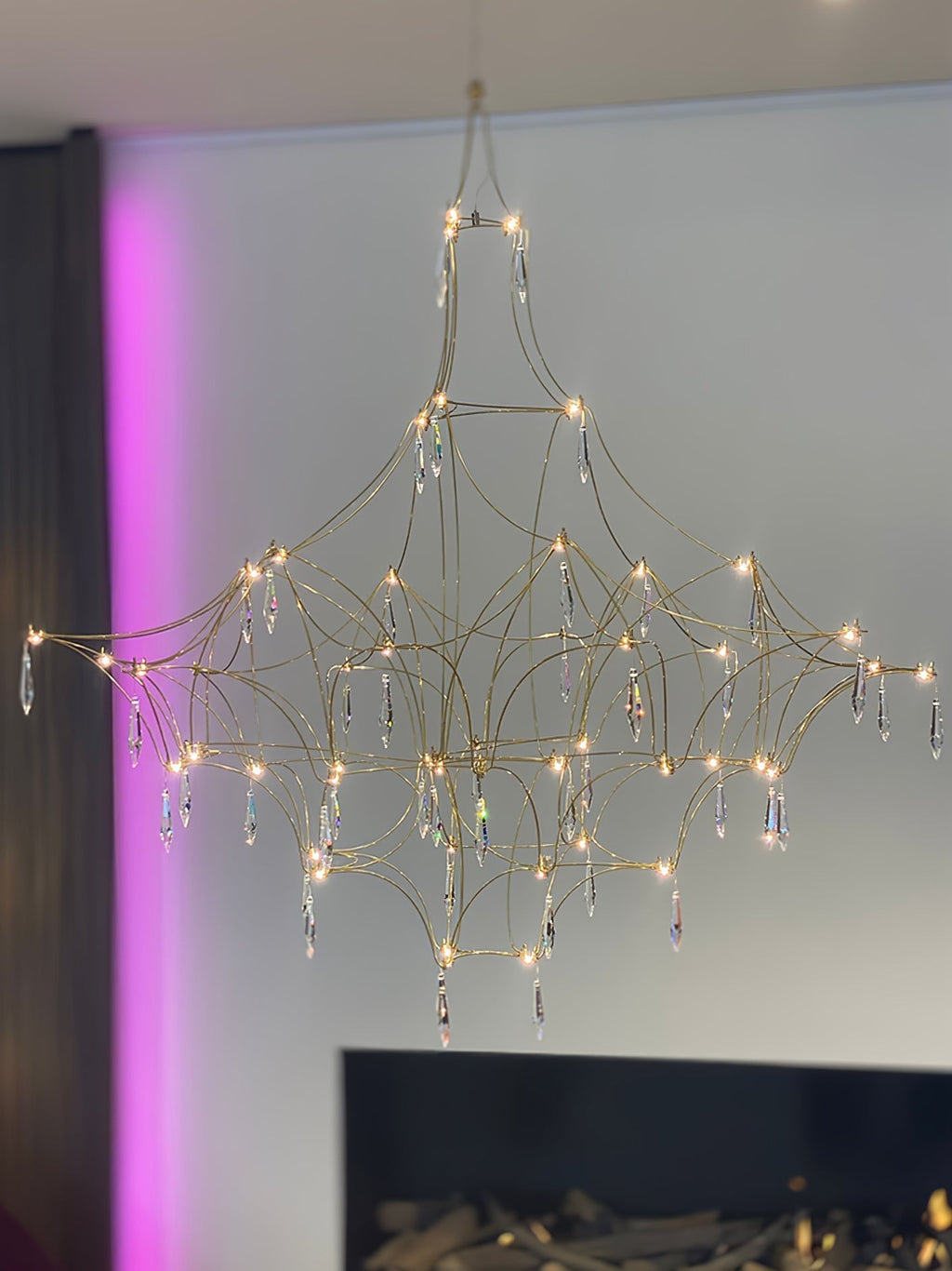 Lustra Chandelier en Acier Inoxydable et Cristal en Maille - Neutralighting
