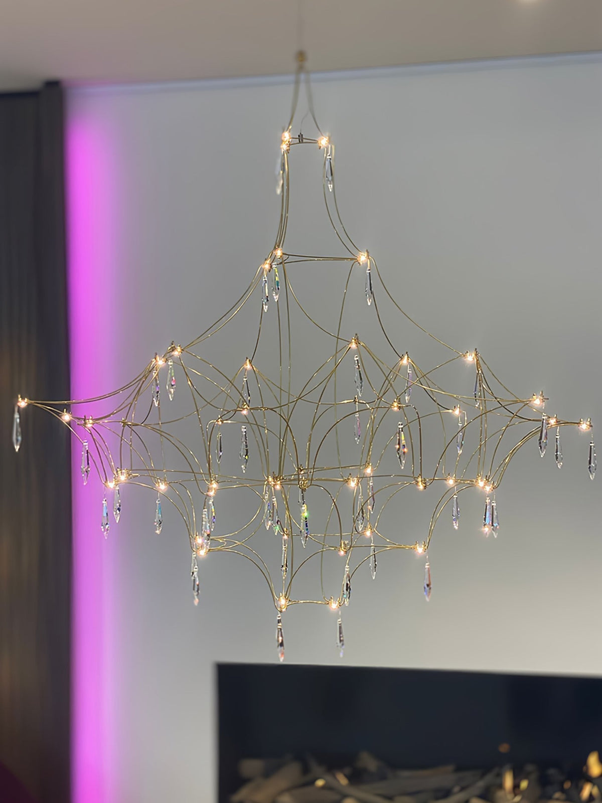 Lustra Chandelier en Acier Inoxydable et Cristal en Maille - Neutralighting