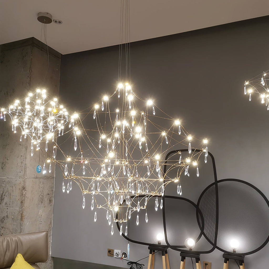 Lustra Chandelier en Acier Inoxydable et Cristal en Maille - Neutralighting