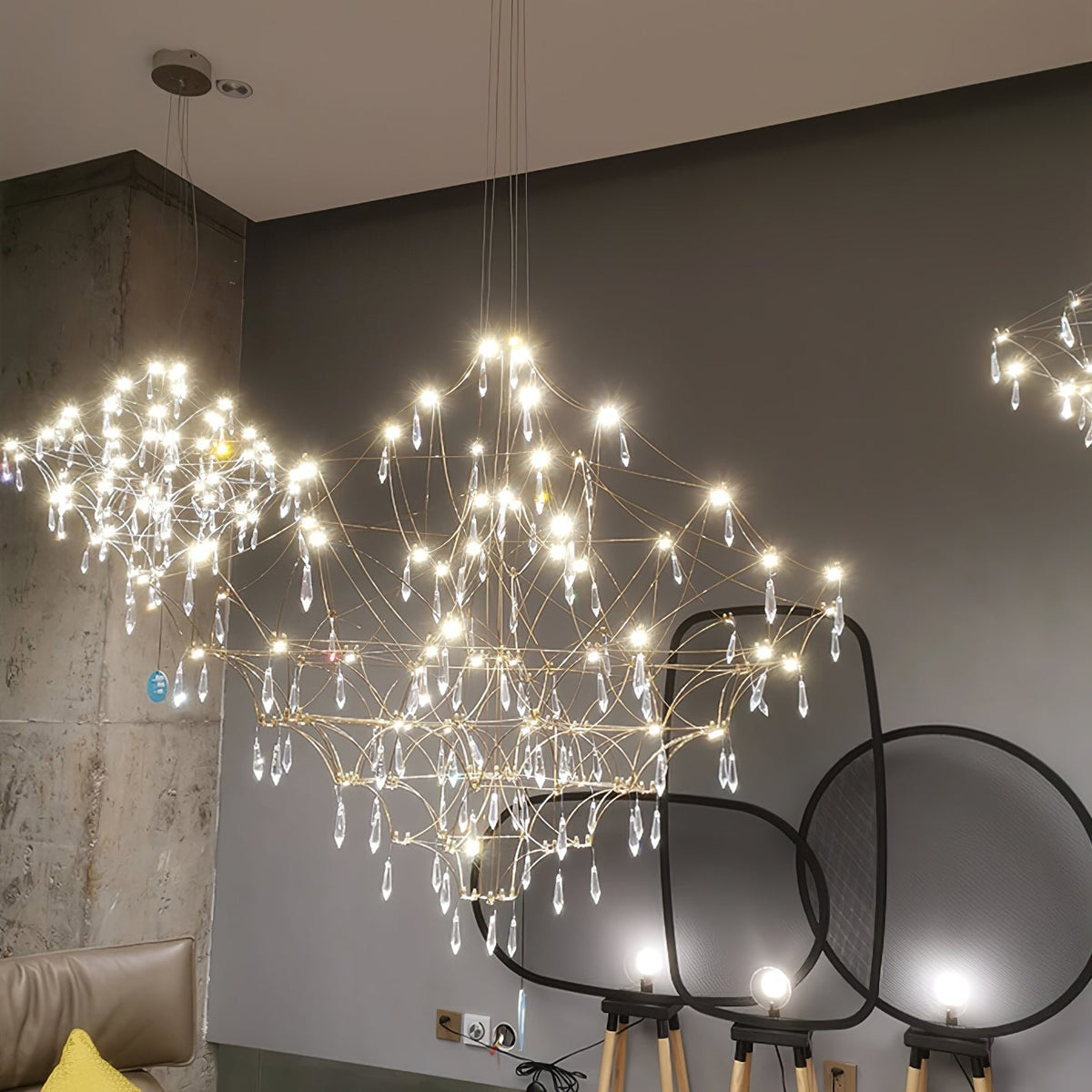 Lustra Chandelier en Acier Inoxydable et Cristal en Maille - Neutralighting