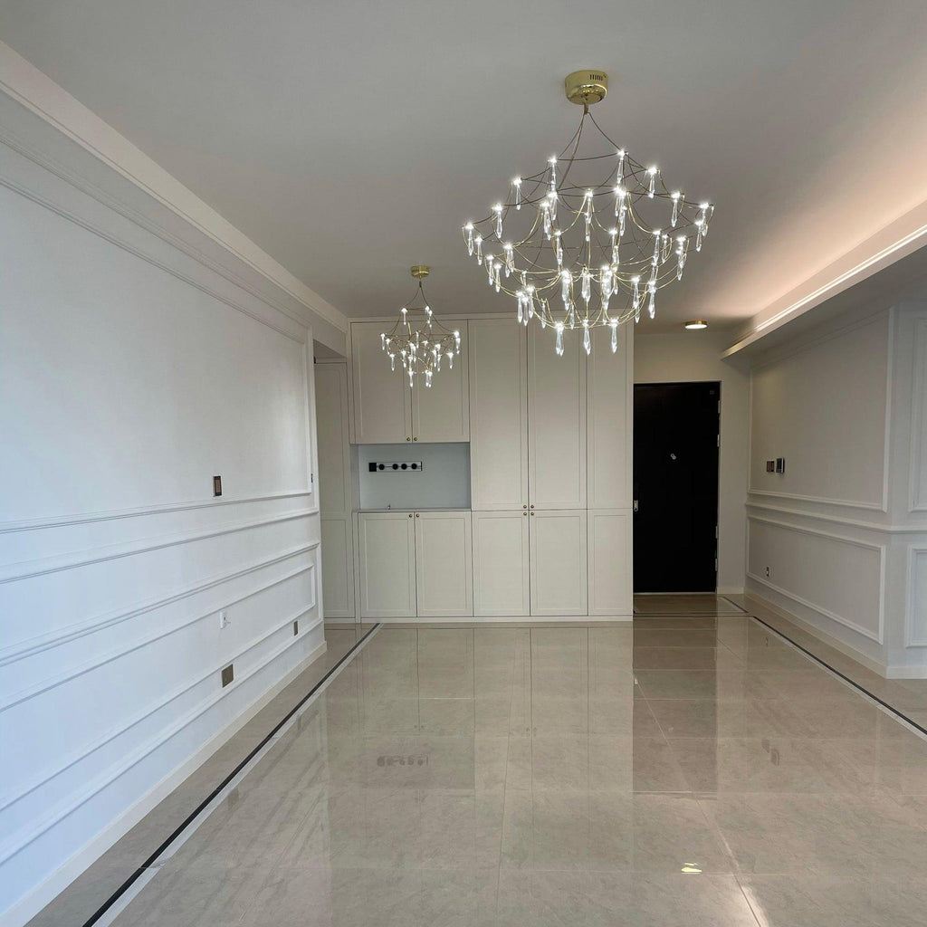 Lustra Chandelier en Acier Inoxydable et Cristal en Maille - Neutralighting