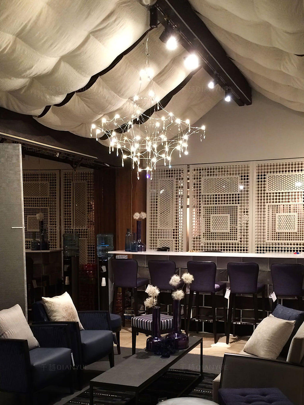 Lustra Chandelier en Acier Inoxydable et Cristal en Maille - Neutralighting