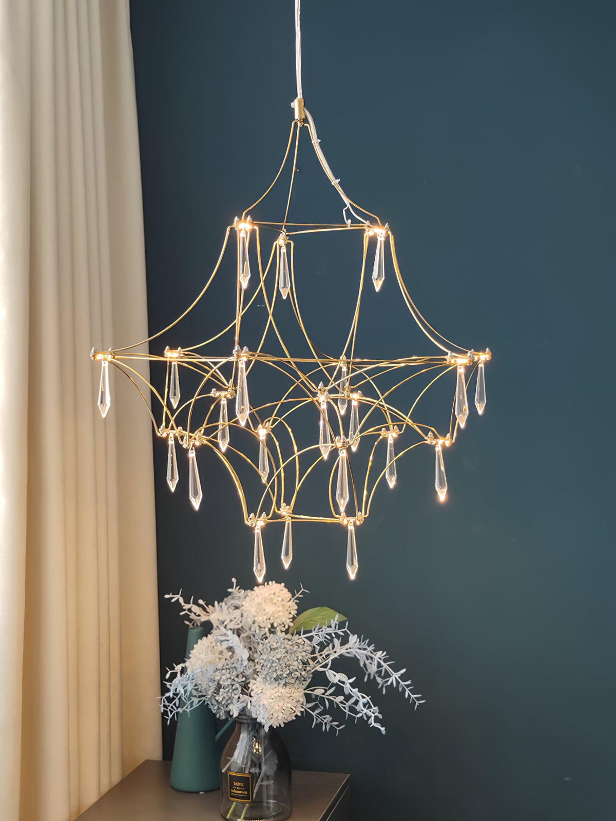 Lustra Chandelier en Acier Inoxydable et Cristal en Maille - Neutralighting