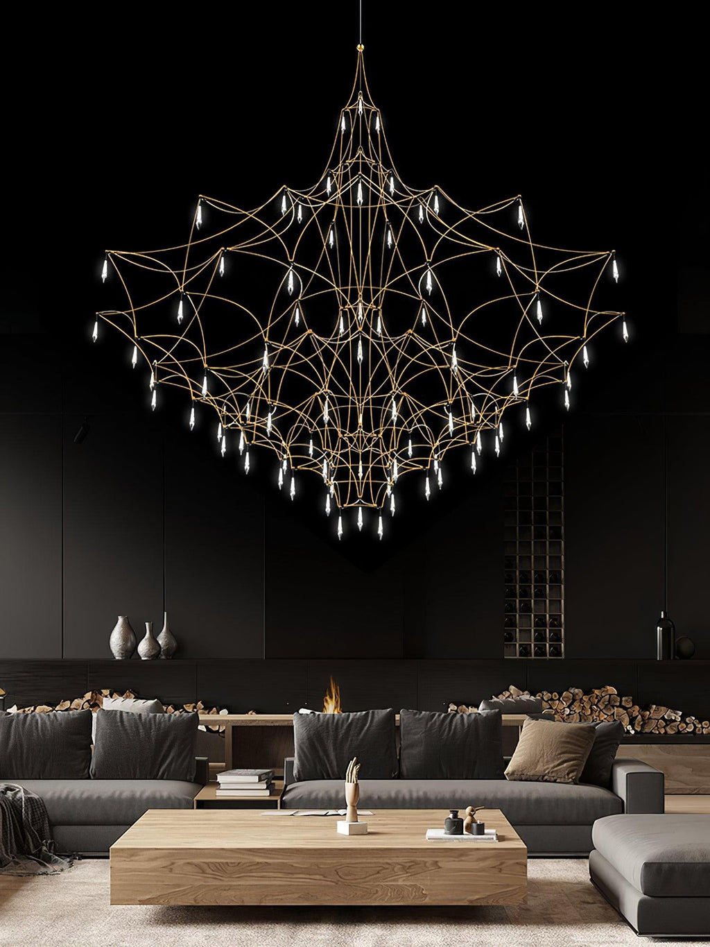 Lustra Chandelier en Acier Inoxydable et Cristal en Maille - Neutralighting