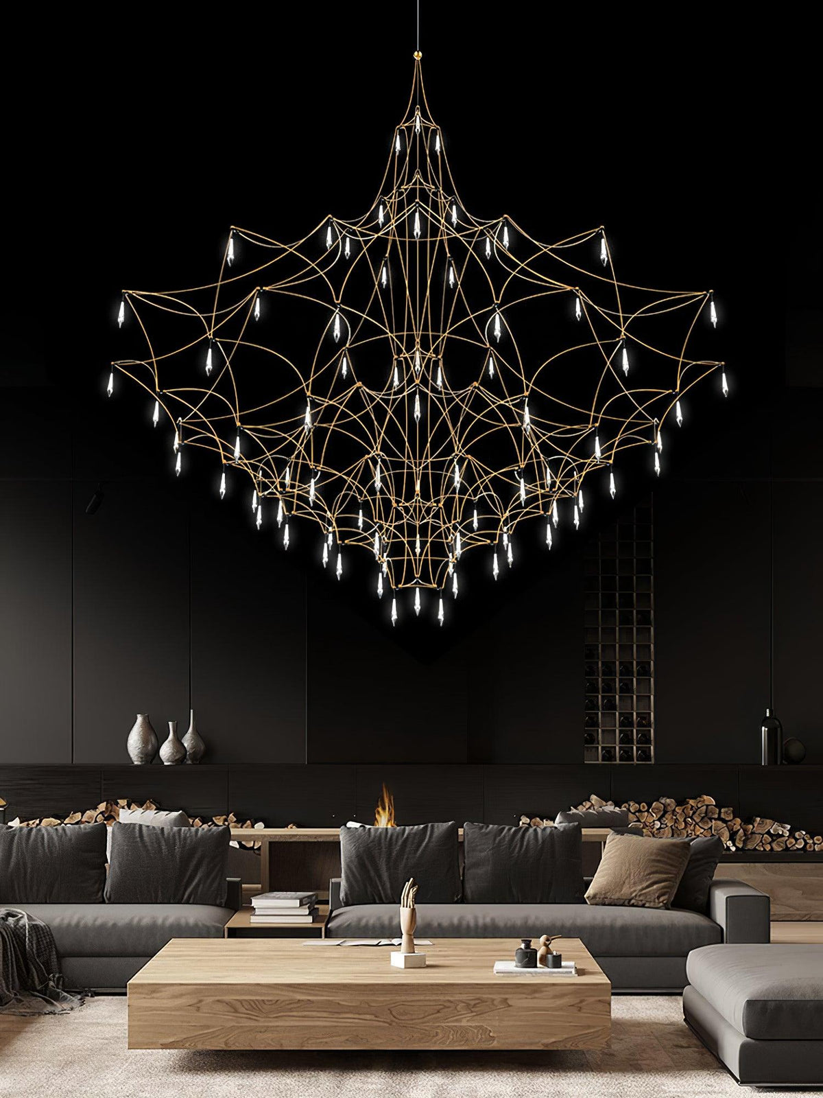 Lustra Chandelier en Acier Inoxydable et Cristal en Maille - Neutralighting