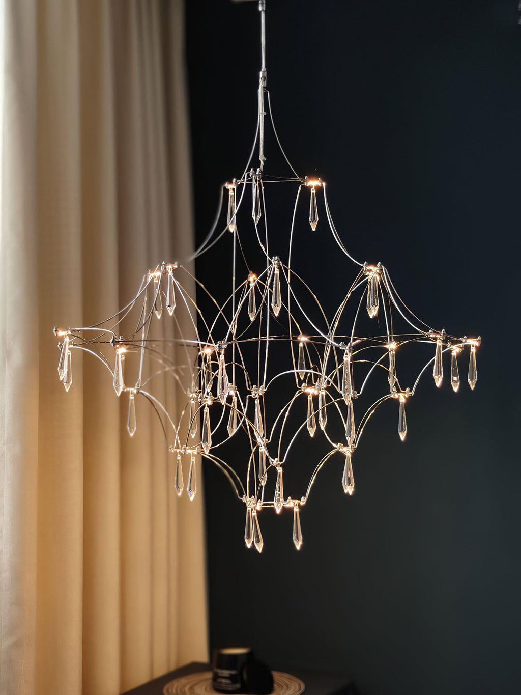 Lustra Chandelier en Acier Inoxydable et Cristal en Maille - Neutralighting