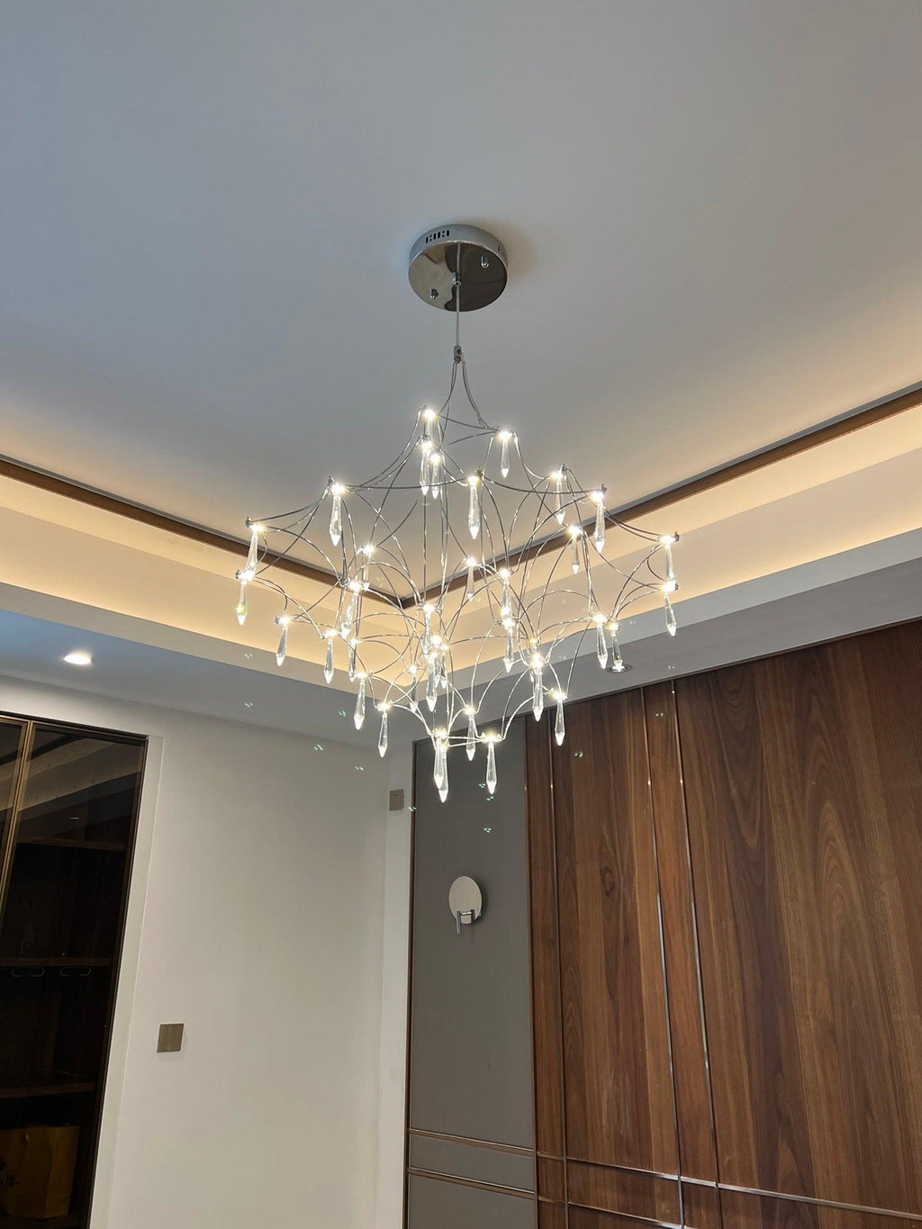 Lustra Chandelier en Acier Inoxydable et Cristal en Maille - Neutralighting