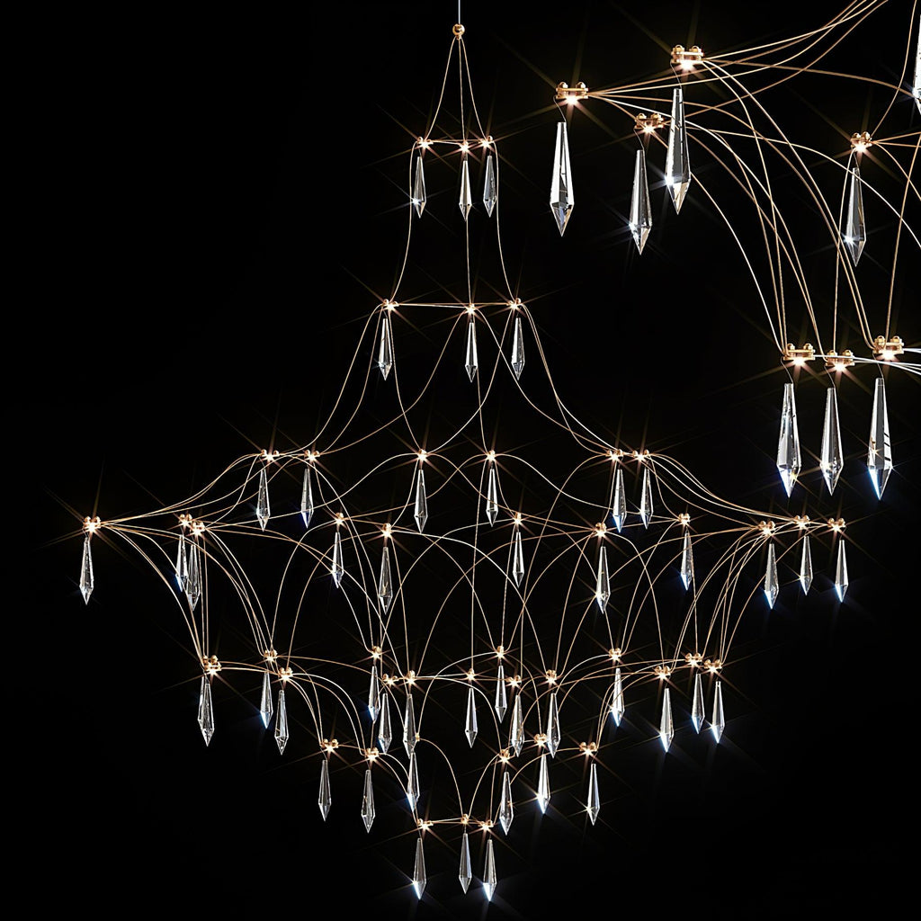 Lustra Chandelier en Acier Inoxydable et Cristal en Maille - Neutralighting