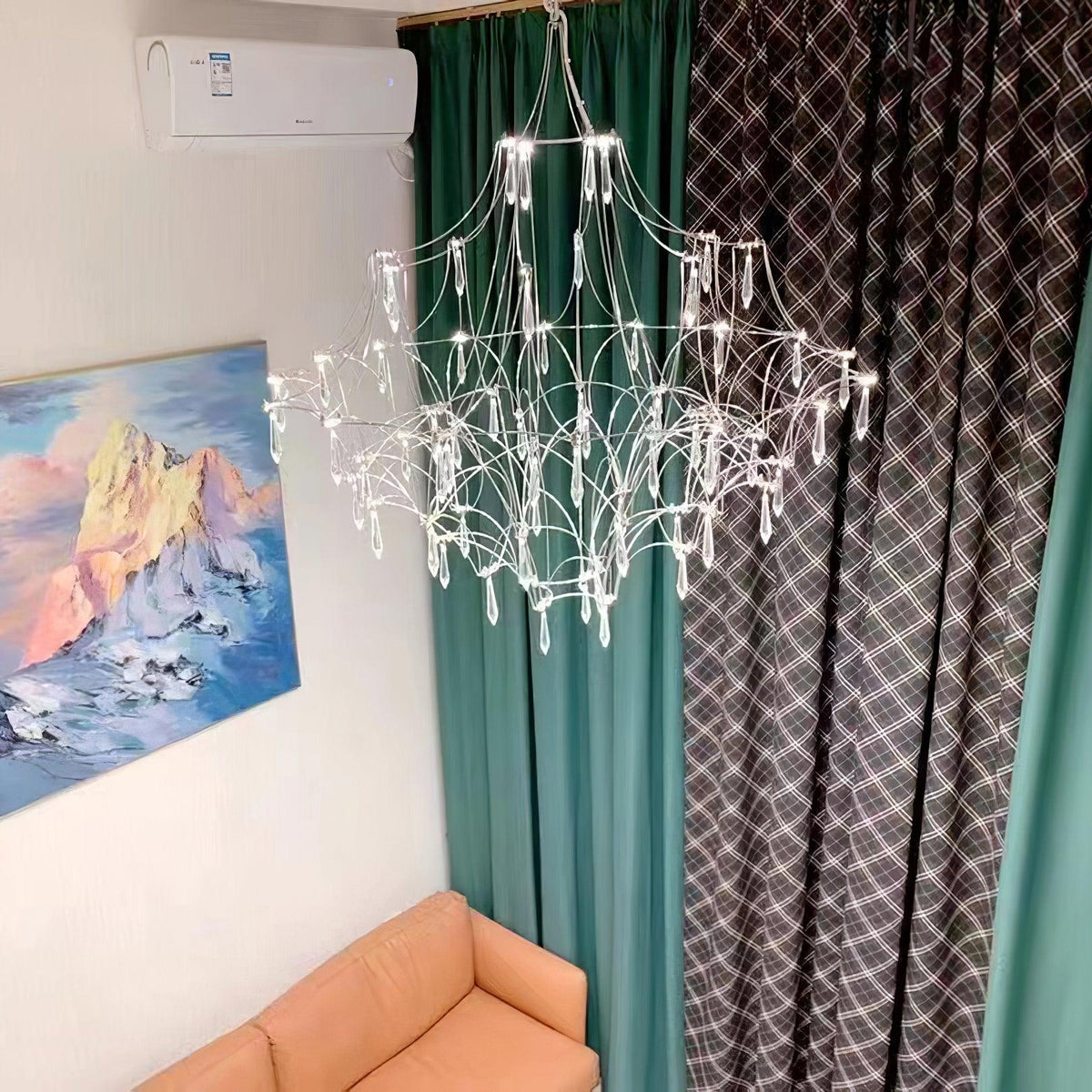 Lustra Chandelier en Acier Inoxydable et Cristal en Maille - Neutralighting