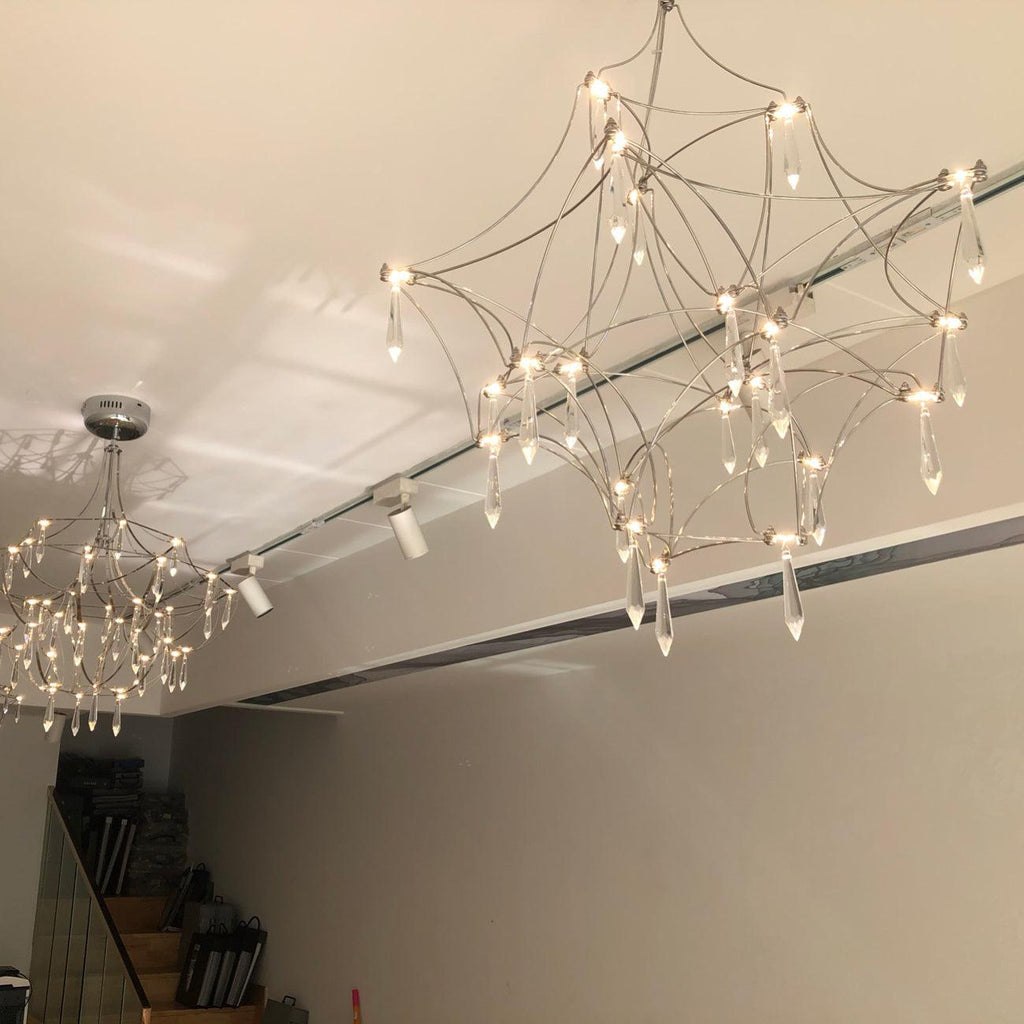 Lustra Chandelier en Acier Inoxydable et Cristal en Maille - Neutralighting