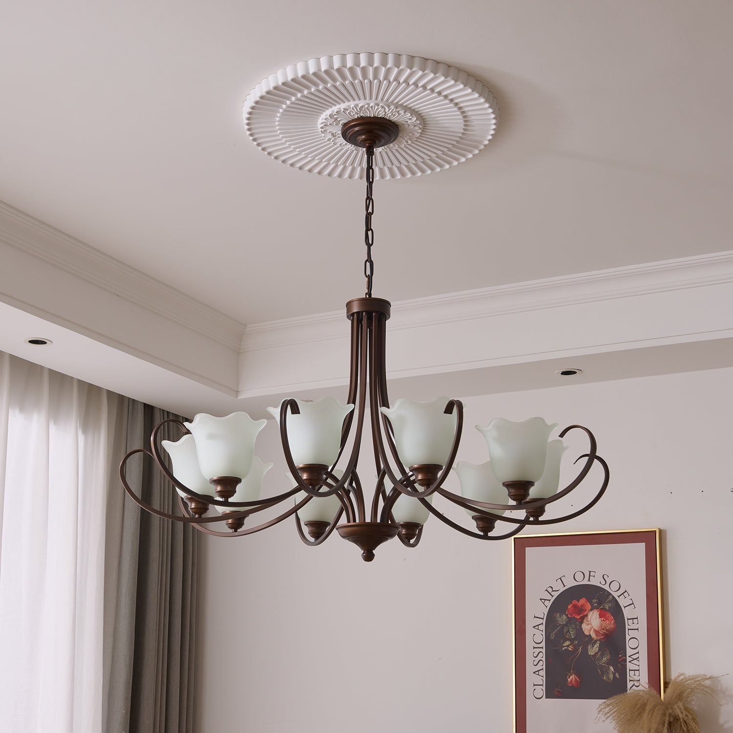 Nydorisra Chandelier Verre Floral Vintage Élégance - Neutralighting