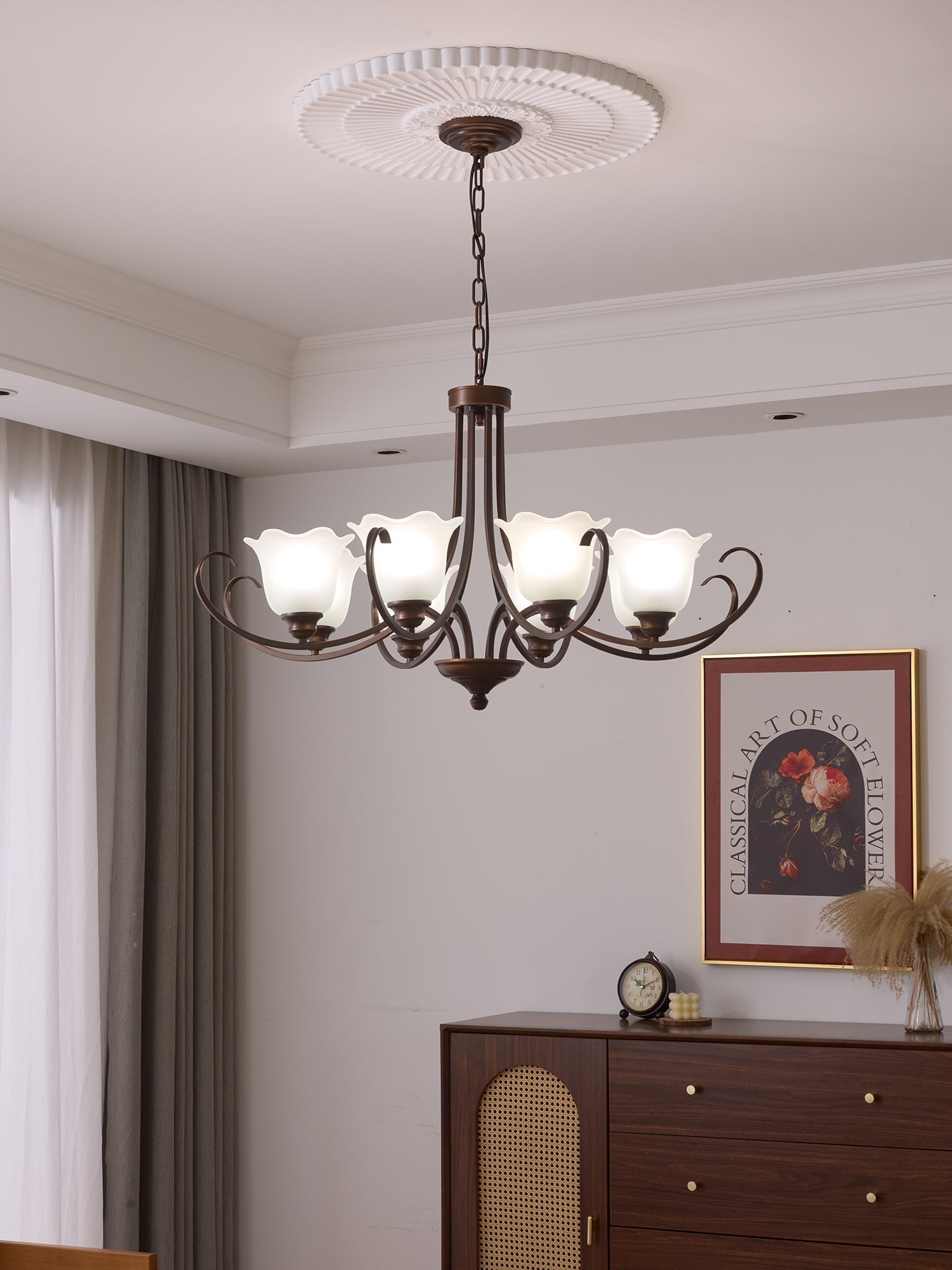 Nydorisra Chandelier Verre Floral Vintage Élégance - Neutralighting