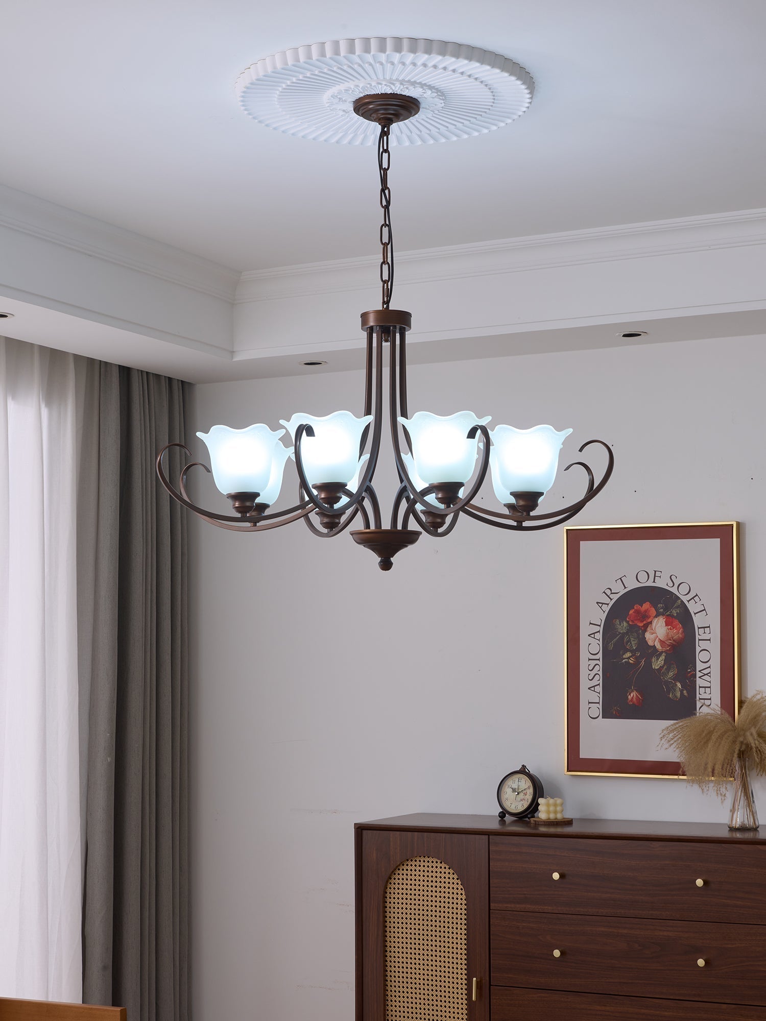 Nydorisra Chandelier Verre Floral Vintage Élégance - Neutralighting