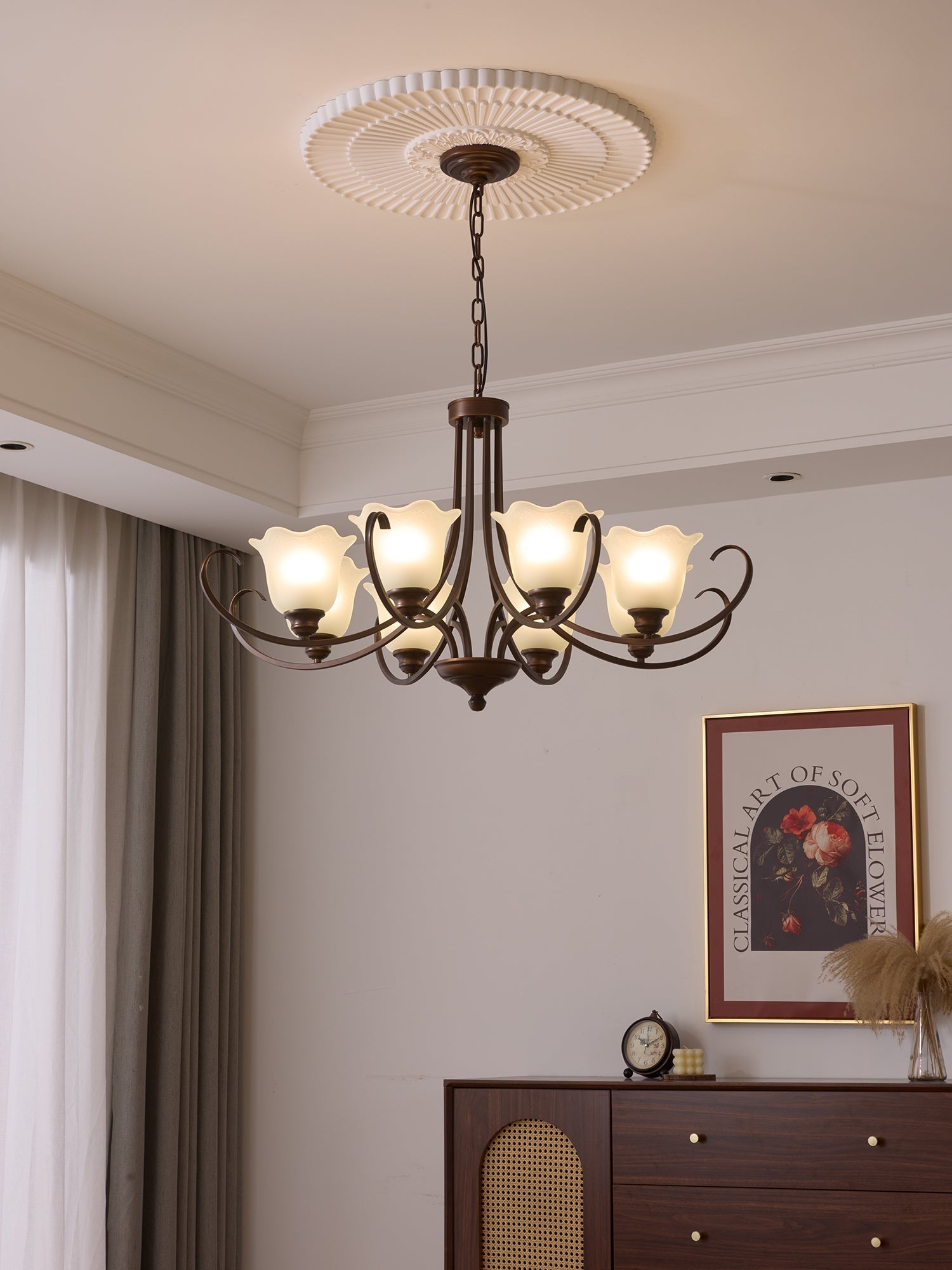 Nydorisra Chandelier Verre Floral Vintage Élégance - Neutralighting