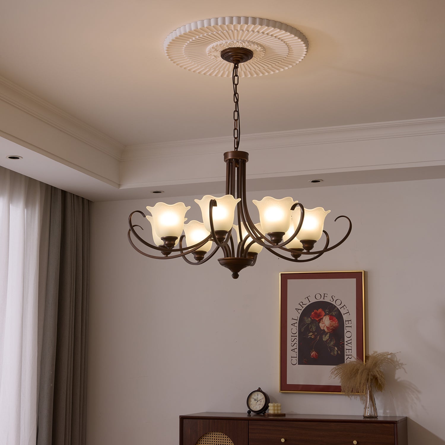 Nydorisra Chandelier Verre Floral Vintage Élégance - Neutralighting