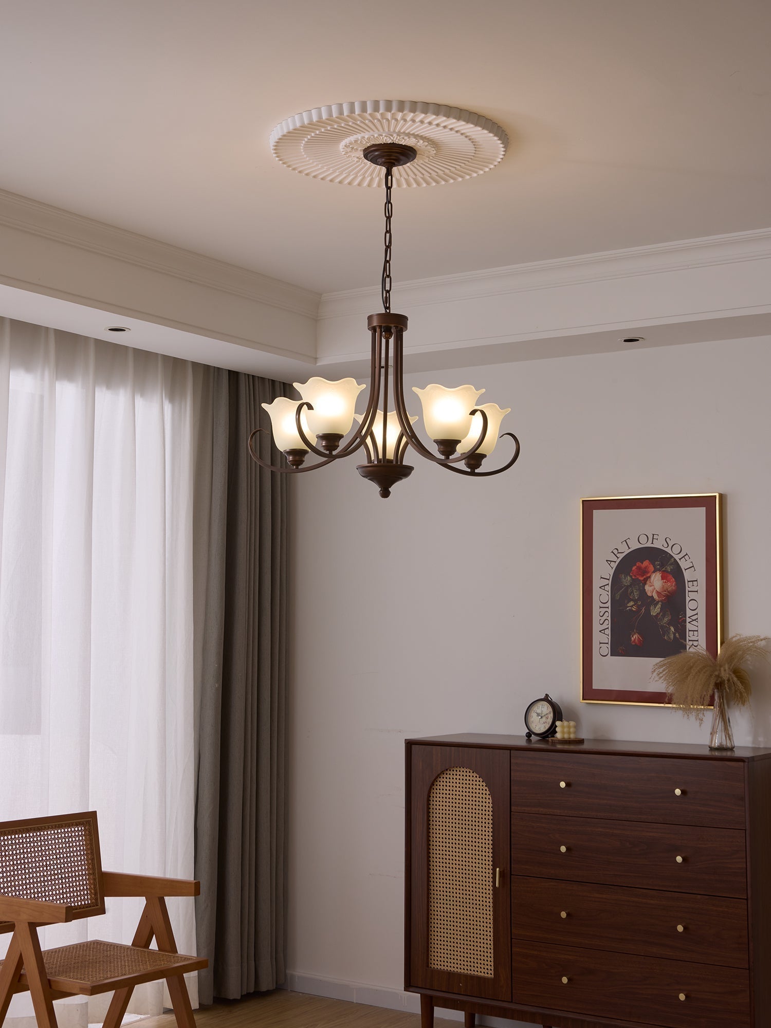 Nydorisra Chandelier Verre Floral Vintage Élégance - Neutralighting