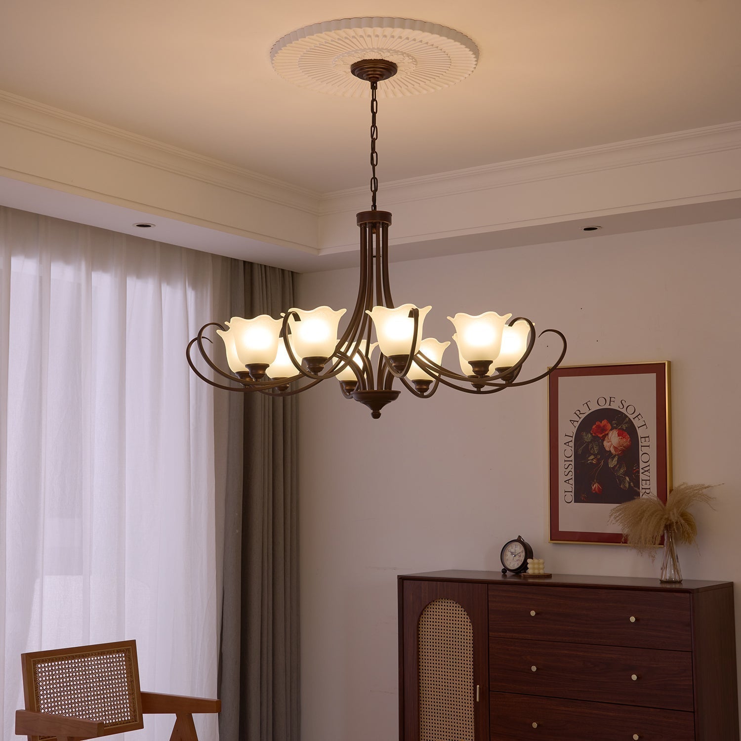 Nydorisra Chandelier Verre Floral Vintage Élégance - Neutralighting