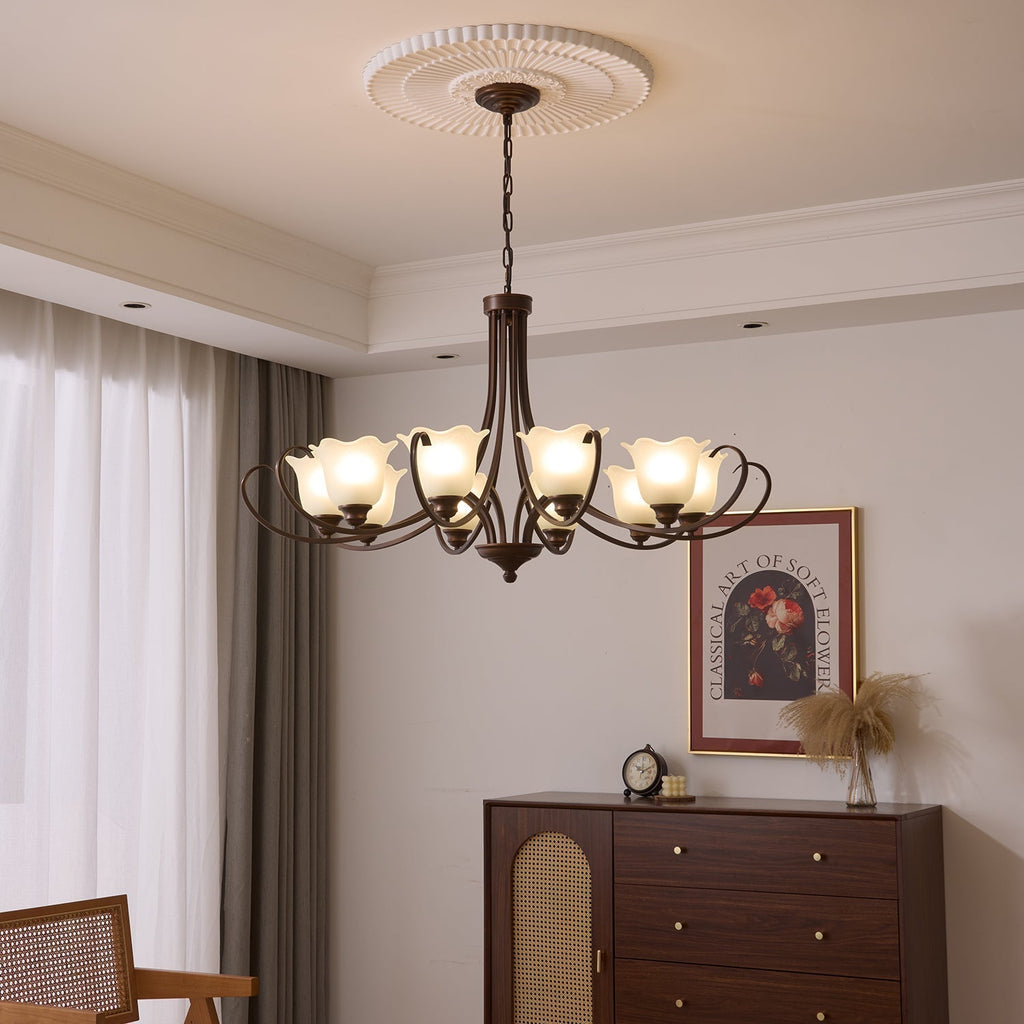 Nydorisra Chandelier Verre Floral Vintage Élégance - Neutralighting