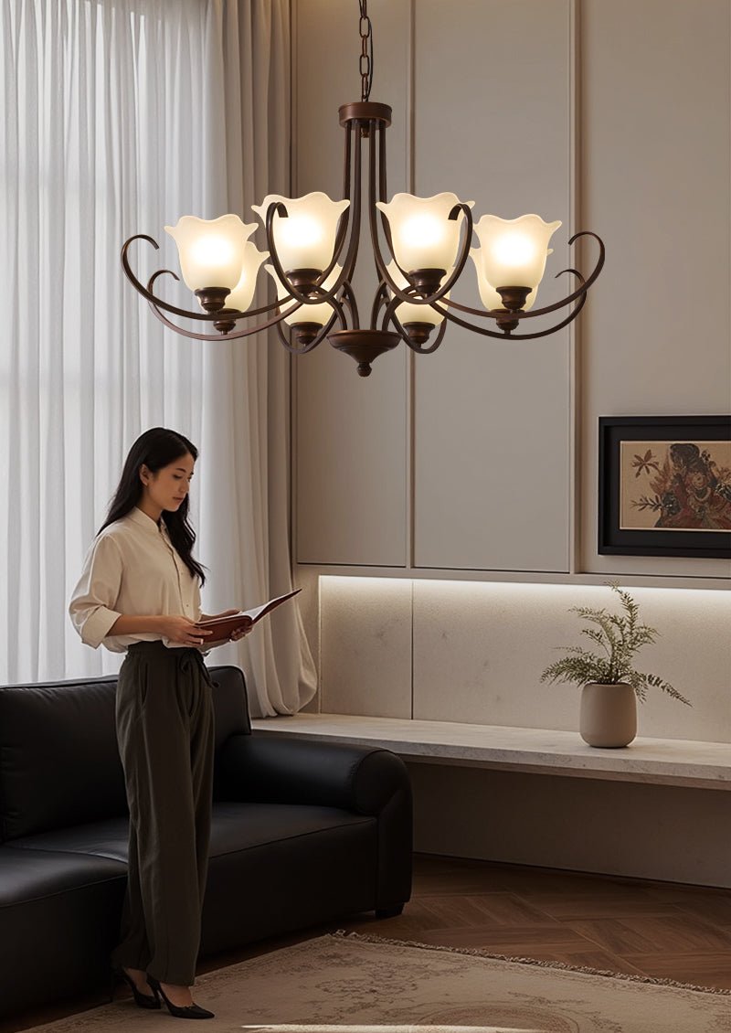 Nydorisra Chandelier Verre Floral Vintage Élégance - Neutralighting