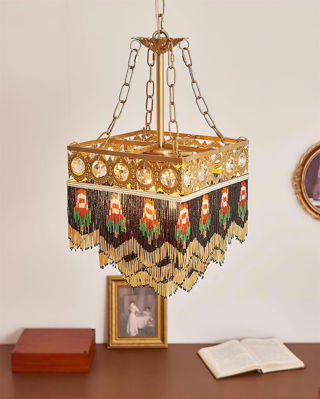 Tiffany Suspension Frange Verre Bohemian - Neutralighting