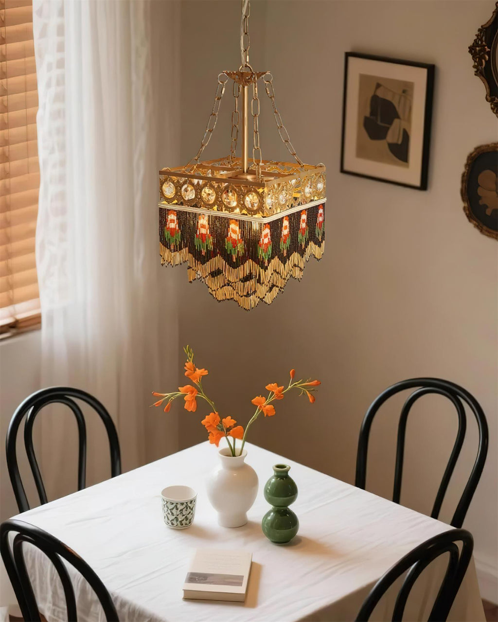 Tiffany Suspension Frange Verre Bohemian - Neutralighting