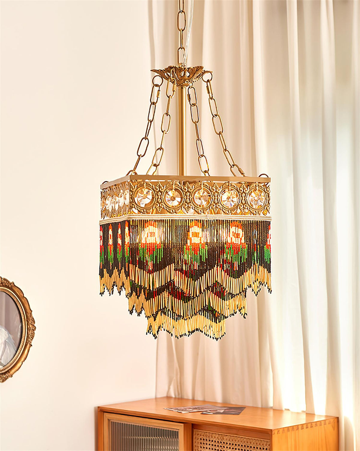 Tiffany Suspension Frange Verre Bohemian - Neutralighting
