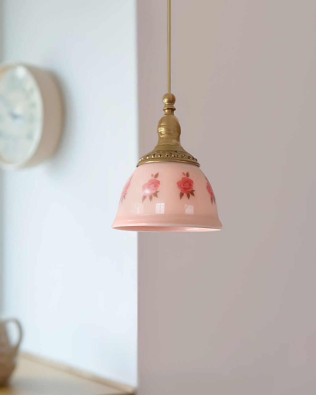 Suspension Laiton Verre Floral Modèle Dôme Ombre Ancien - Neutralighting