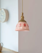 Suspension Laiton Verre Floral Modèle Dôme Ombre Ancien - Neutralighting
